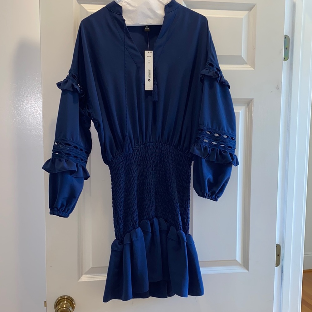 NWT Aqua navy smocked waist dress